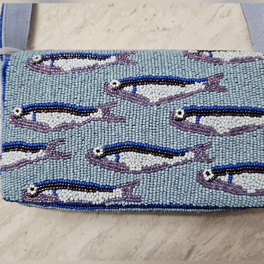 NWT Viral Handcrafted in India Sardine 🐟 Fish Beaded Shoulder Bag - Picture 3 of 8